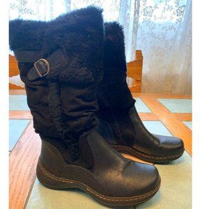 Kim Rogers Embassy Emelson Black Suede Faux Fur Zip Up Snow Boots Edith Sz 7 1/2